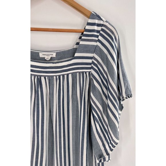 Like New! BeachLunchLounge Blue Striped Flutter Sleeve Naomi Blouse - Medium - Picture 4 of 11